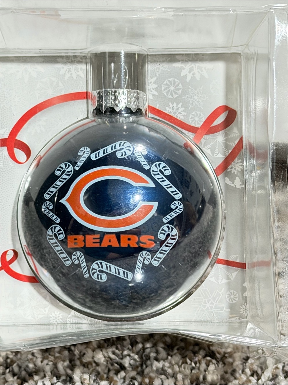 NFL Chicago Bears Navy and Orange Glass Holiday Ornament